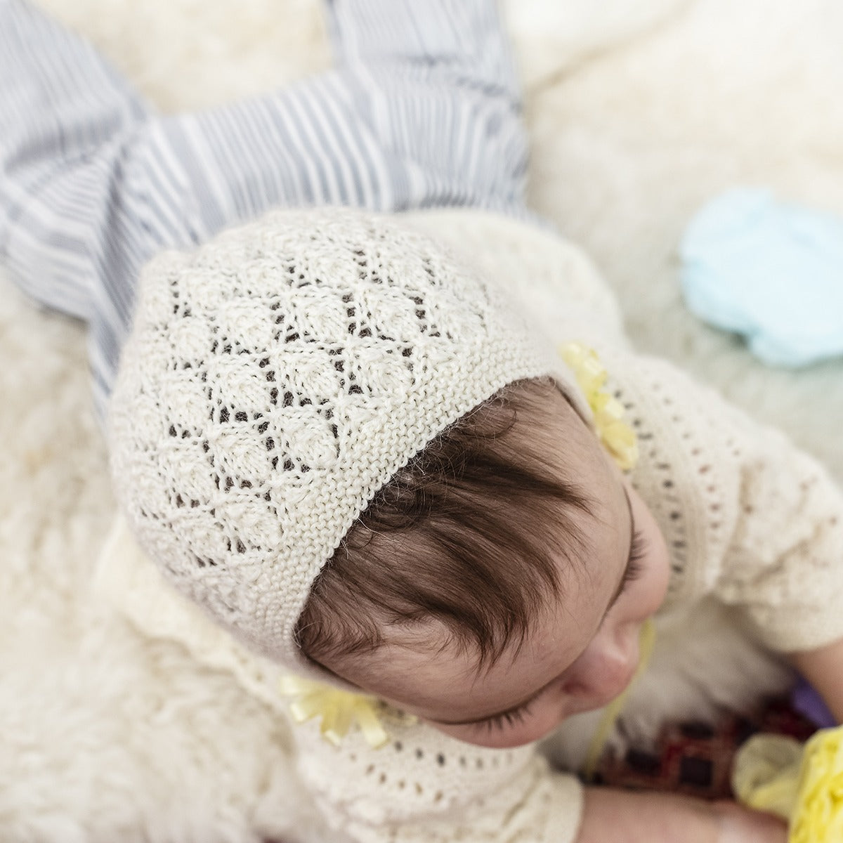 Kelbourne Woolens Patterns Lucille Baby Sweater and Bonnet Pattern