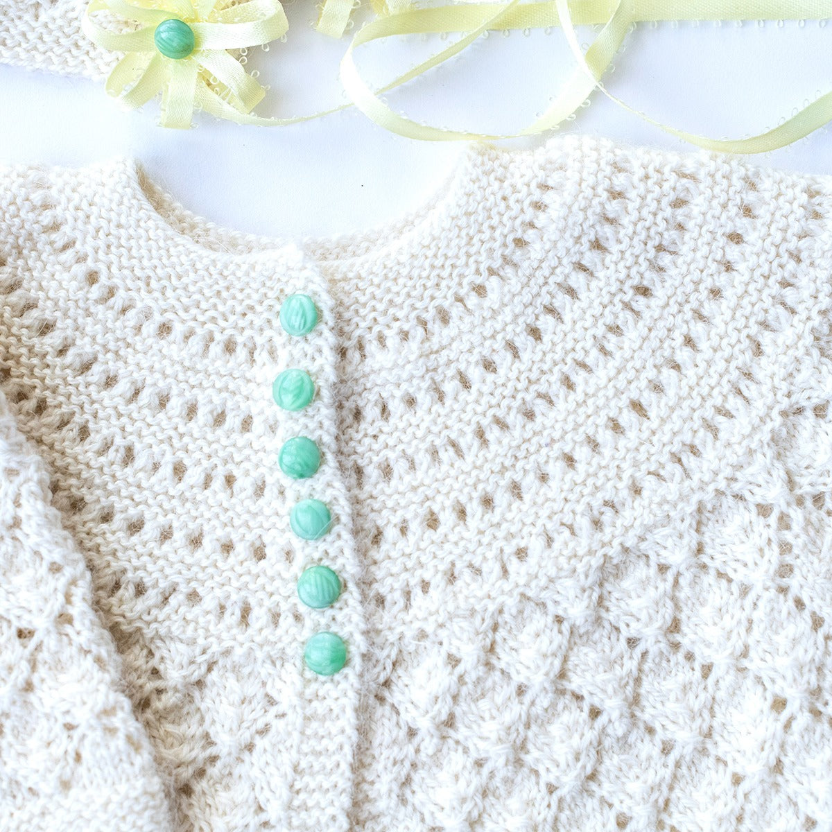 Kelbourne Woolens Patterns Lucille Baby Sweater and Bonnet Pattern
