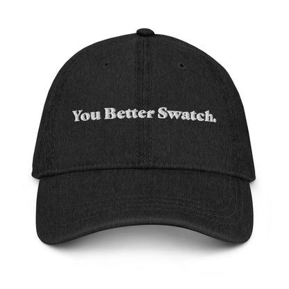 Kelbourne Woolens Goods Black Denim Embroidered Hat